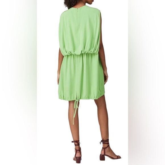 Tibi Eco Cape Green Silk Sleevless Shift Size 8 - Picture 3 of 9